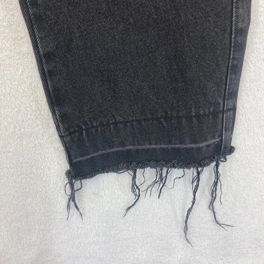 ZARA Raw Hem Jeans Size 2 Black Denim High Waist Straight Leg 27.5" Inseam Punk - Picture 7 of 14